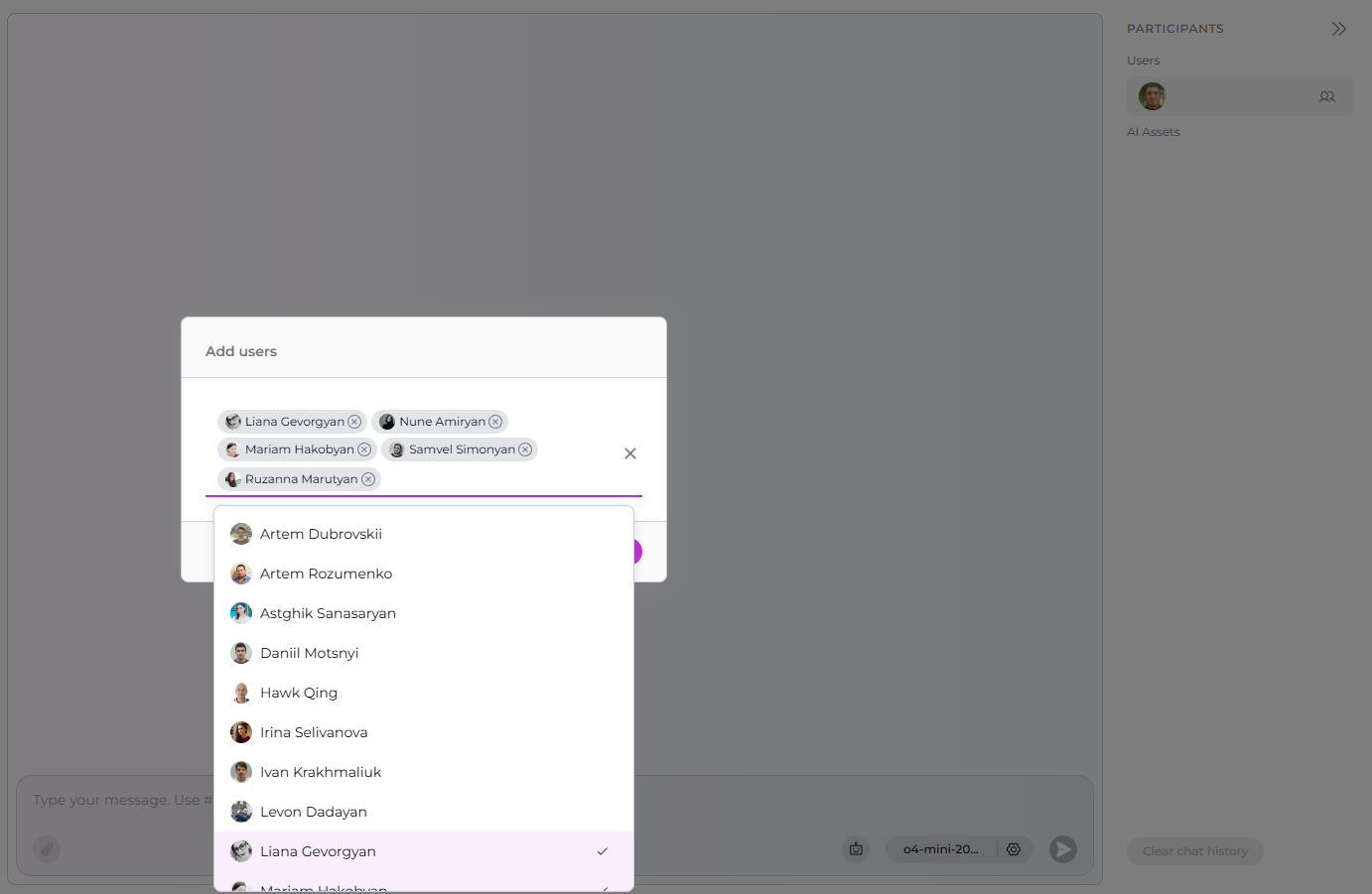 Select users
