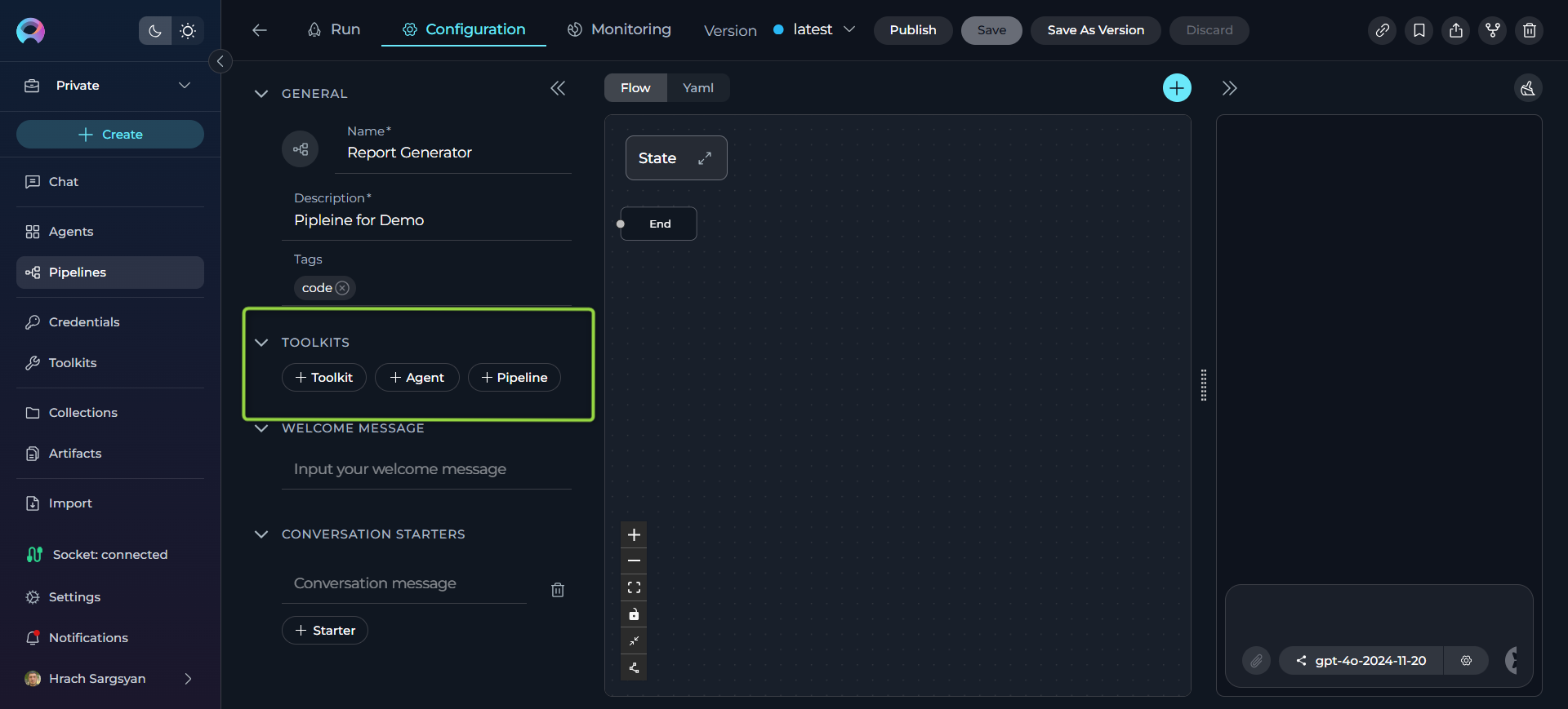Pipeline Toolkits Configuration