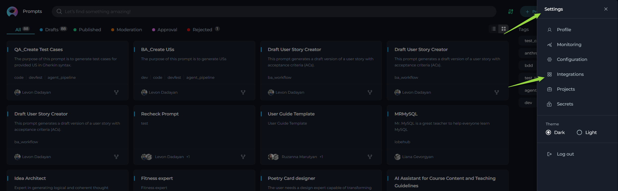 Settings-Integrations