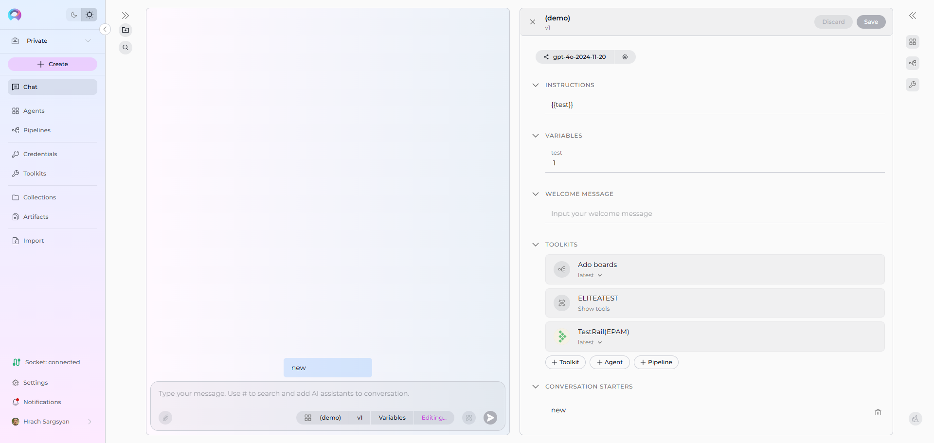 Agent Editor Interface