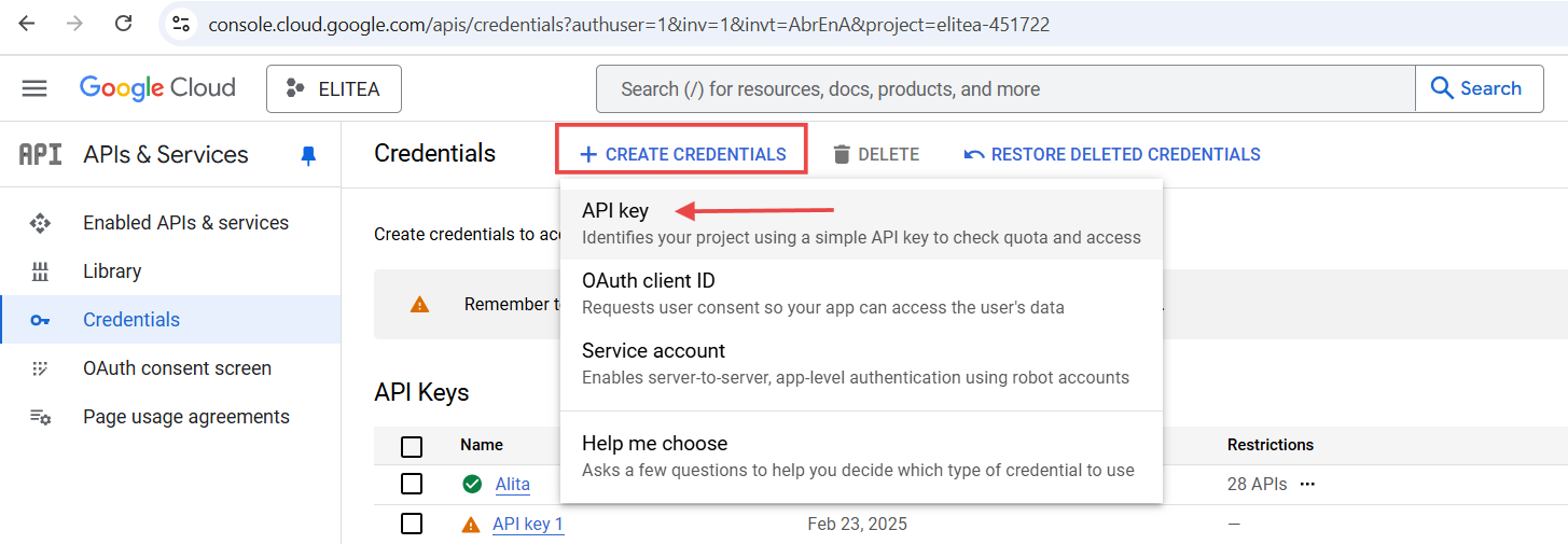 create credentals
