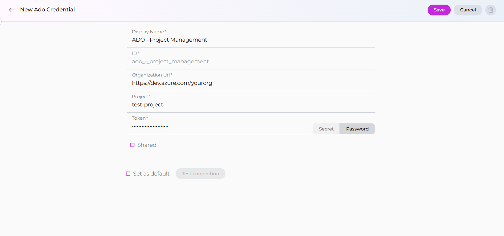 ADO Credential Setup