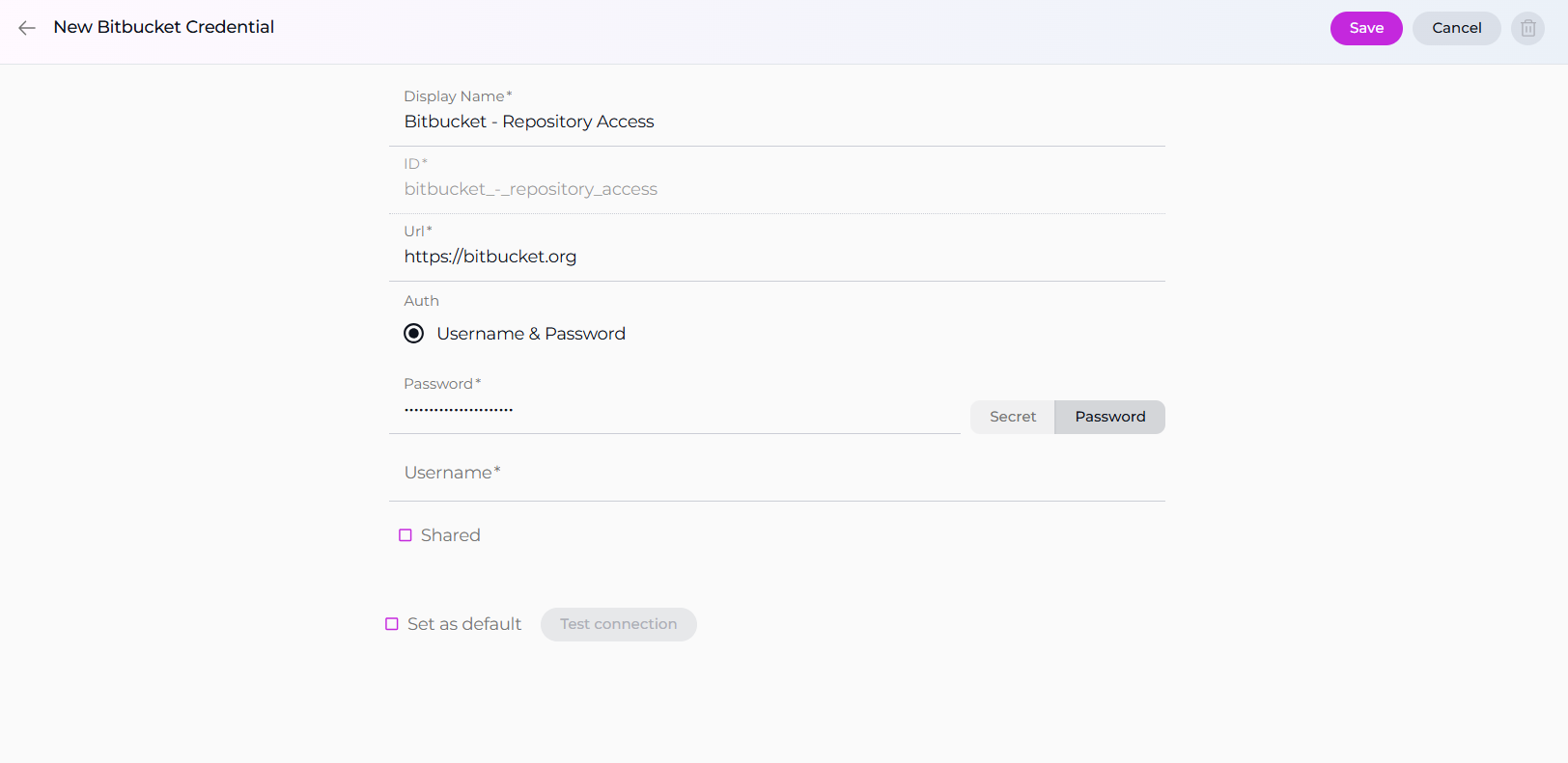 Bitbucket Credential Setup