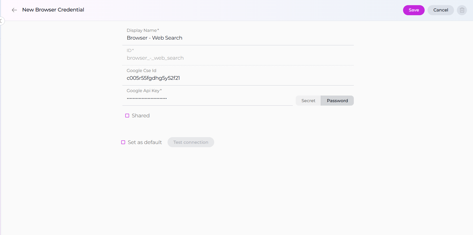 Browser Credential Setup
