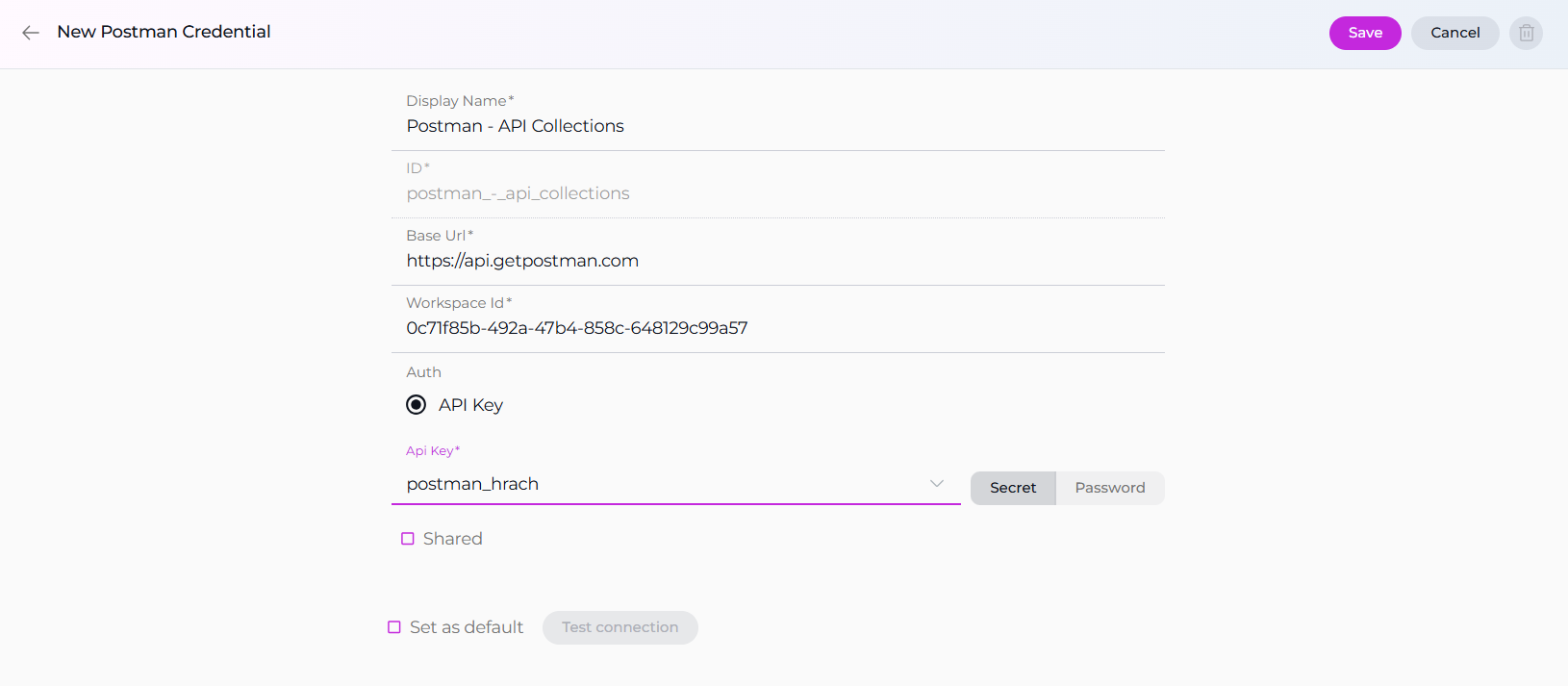 Postman Credential Setup