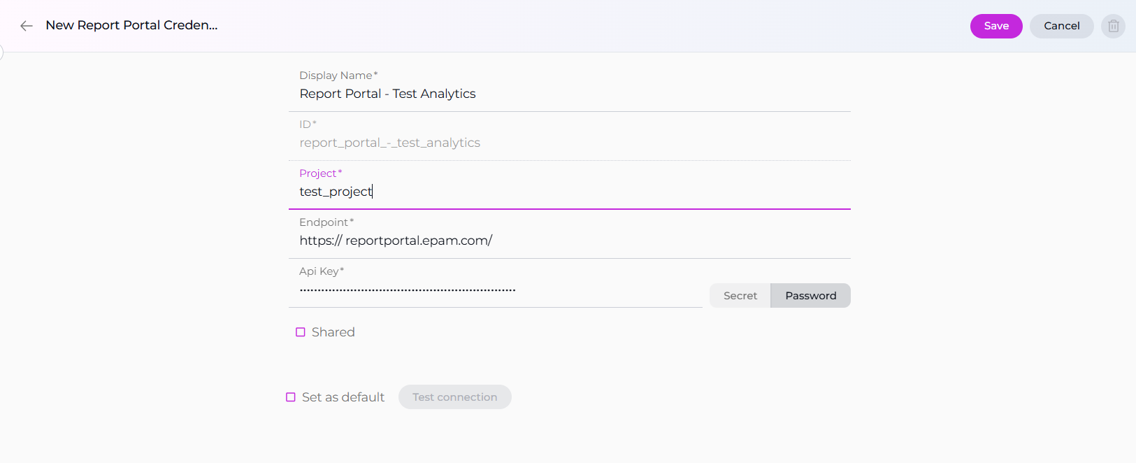 Report Portal Credential Setup