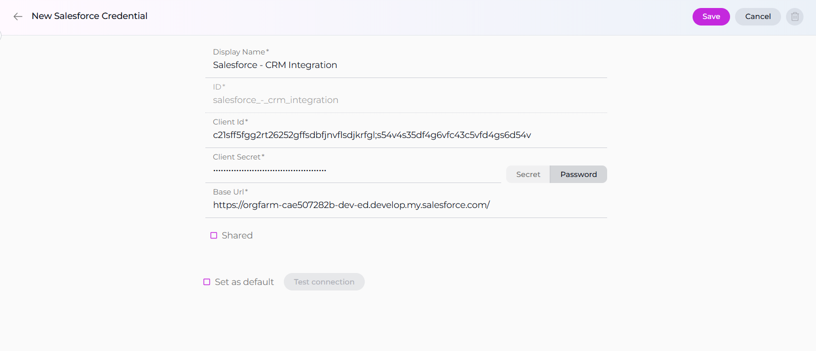 Salesforce Credential Setup