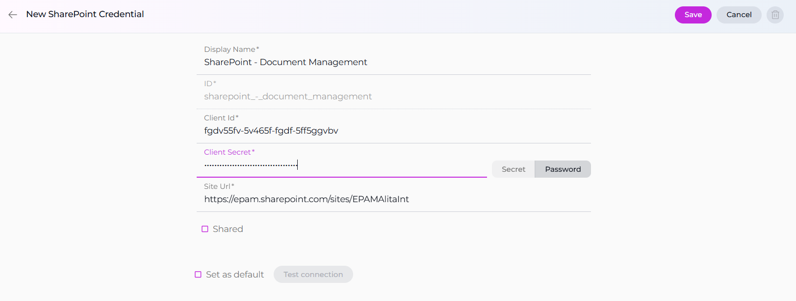 SharePoint Credential Setup