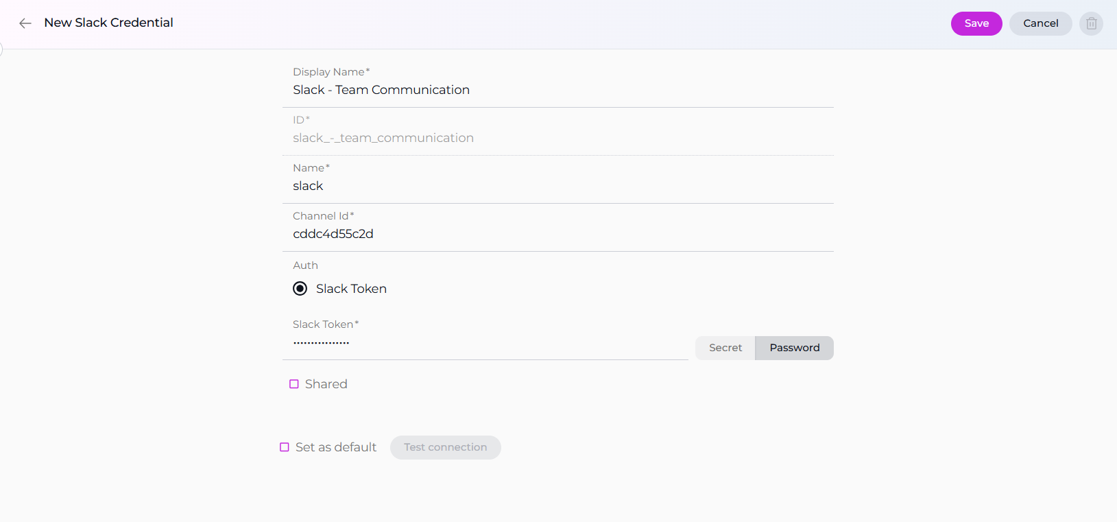Slack Credential Setup