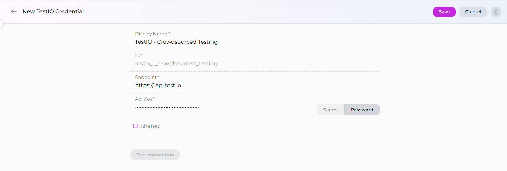 TestIO Credential Setup