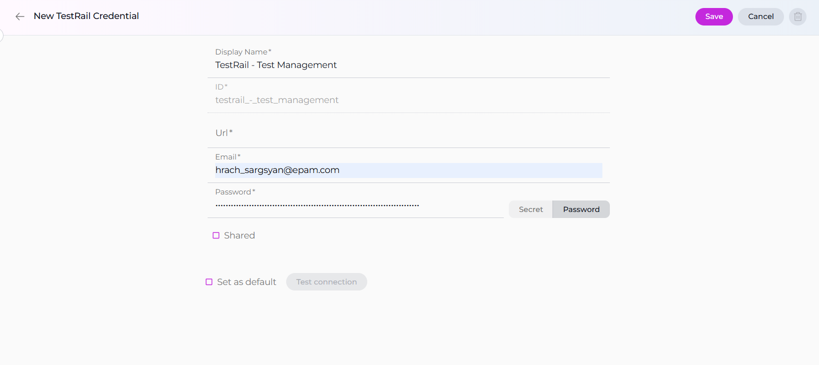 TestRail Credential Setup