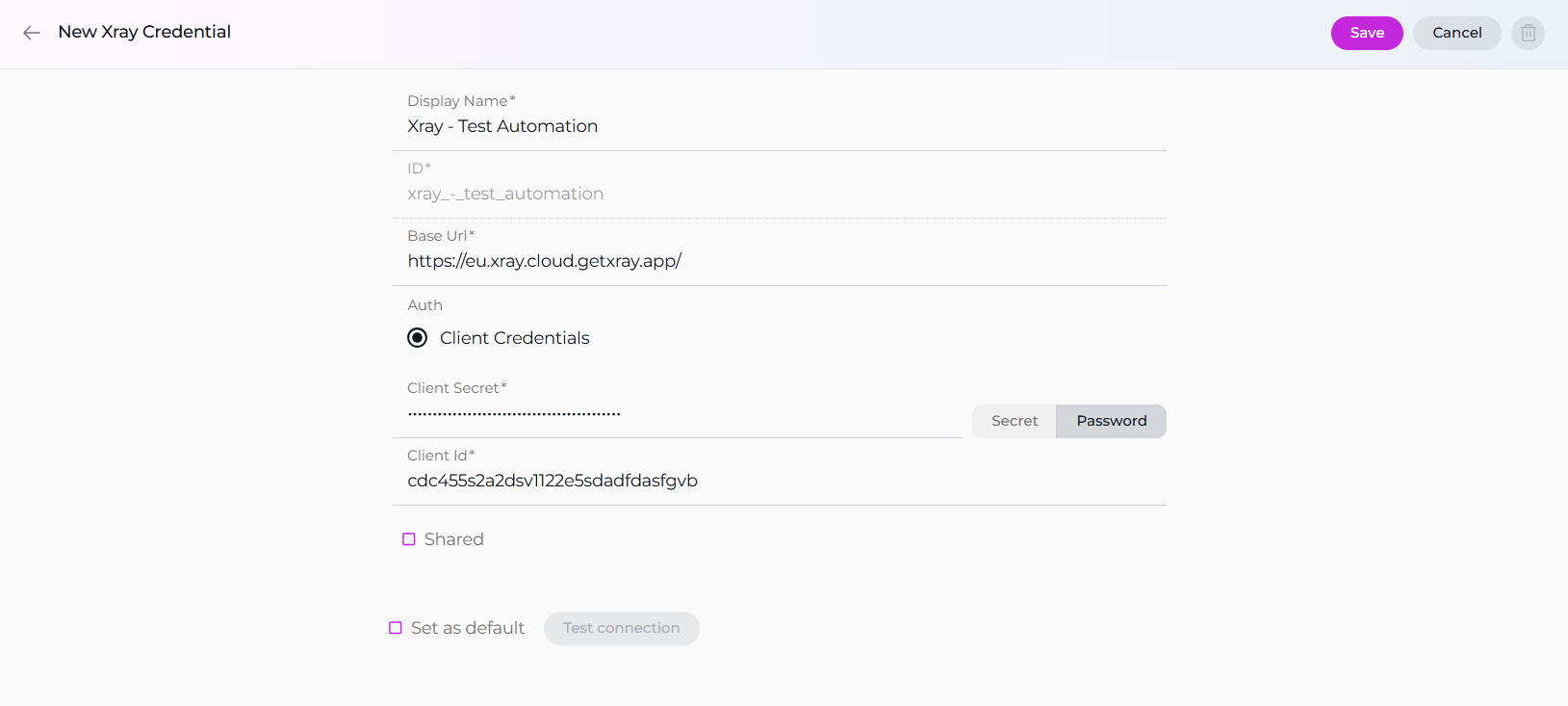 Xray Credential Setup