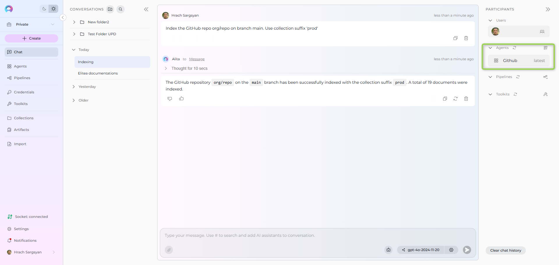 Agent – toolkits section
