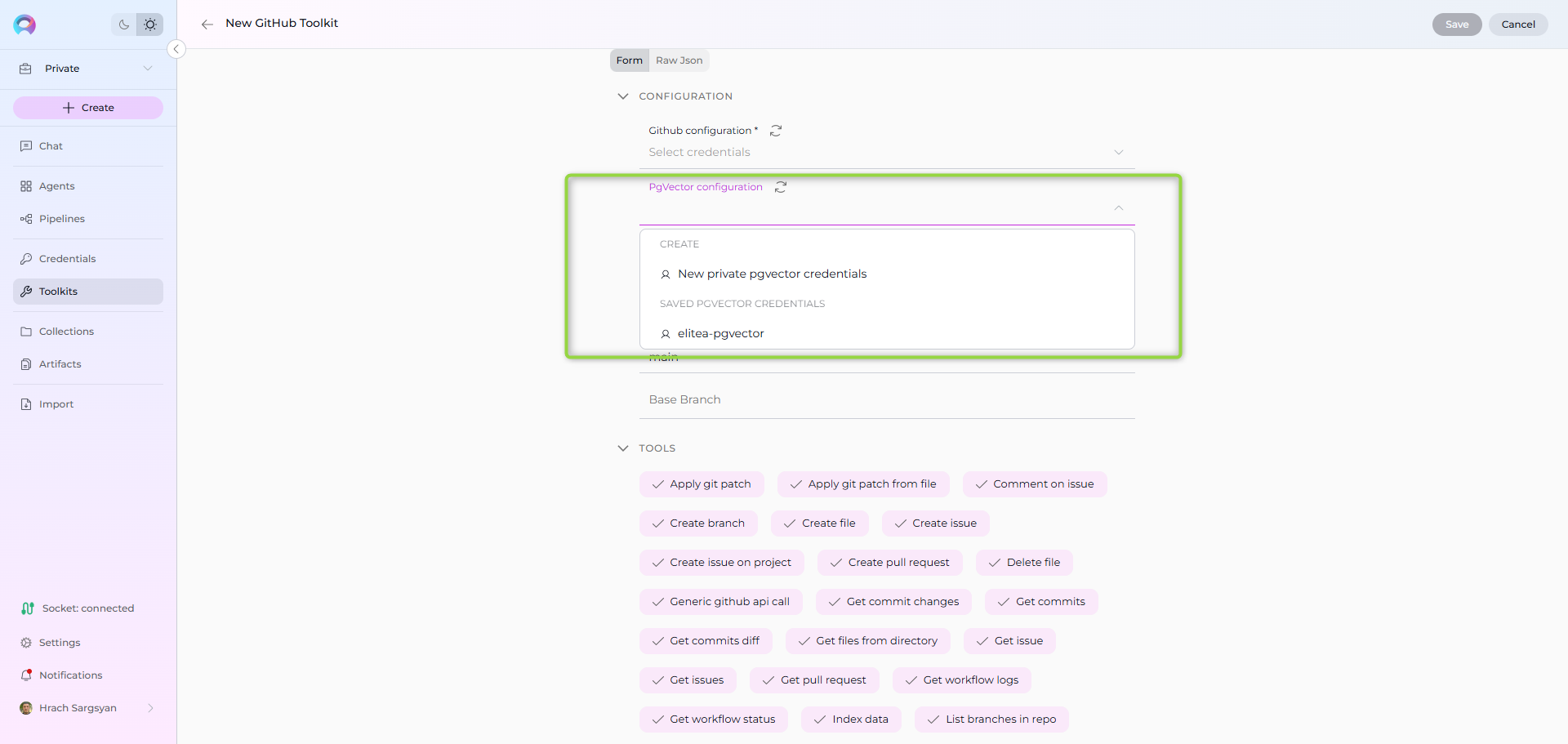 AI Configuration – Vector Storage (PgVector)