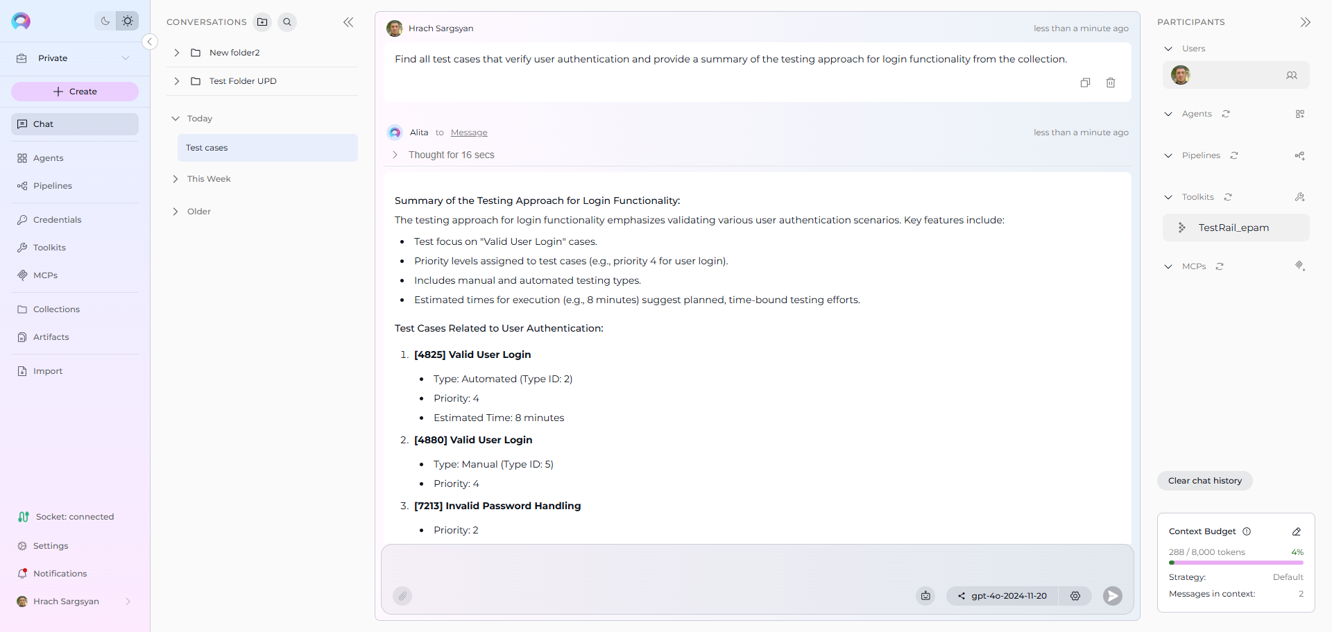 TestRail Authentication Search