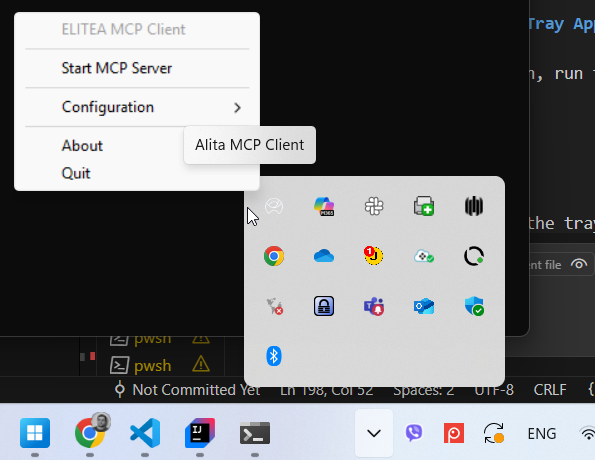 Windows tray menu