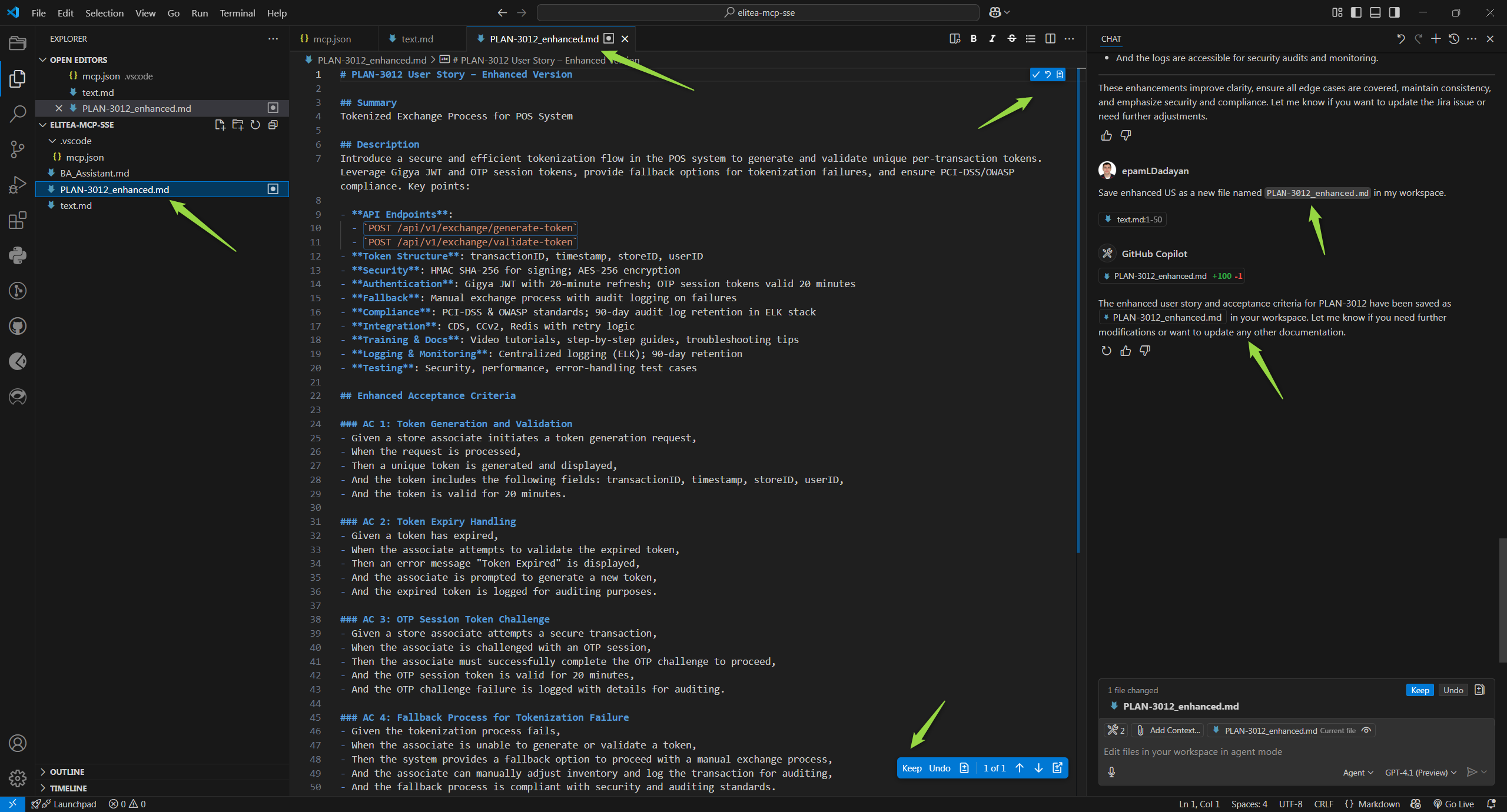 Enhanced User Story saved