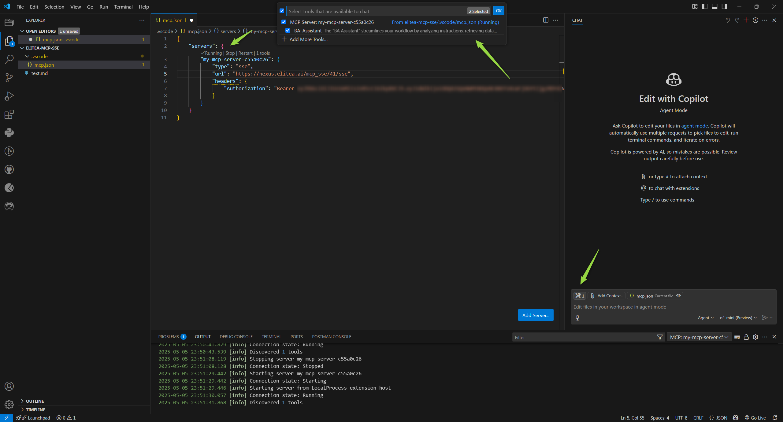 Start Server mcp.json